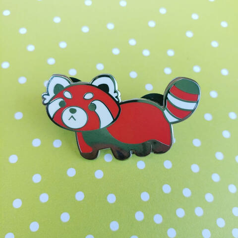 Red panda enamel pin