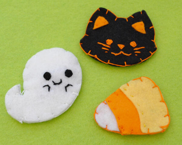 Hand-stitched felt hair clip set.